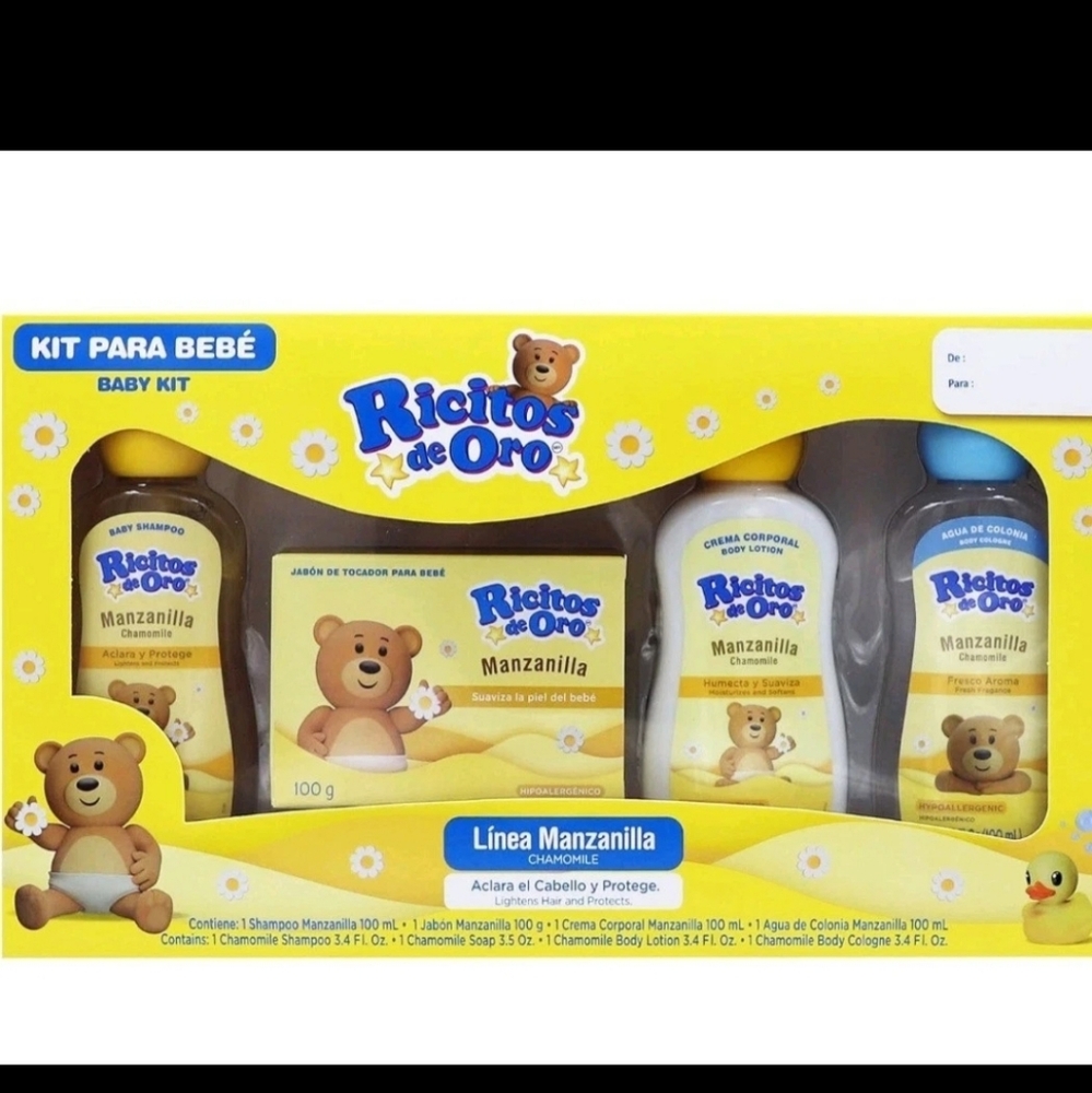 Ricitos De Oro Chamomile Gift Set. Baby Kit. Lightens Hair And Protects.